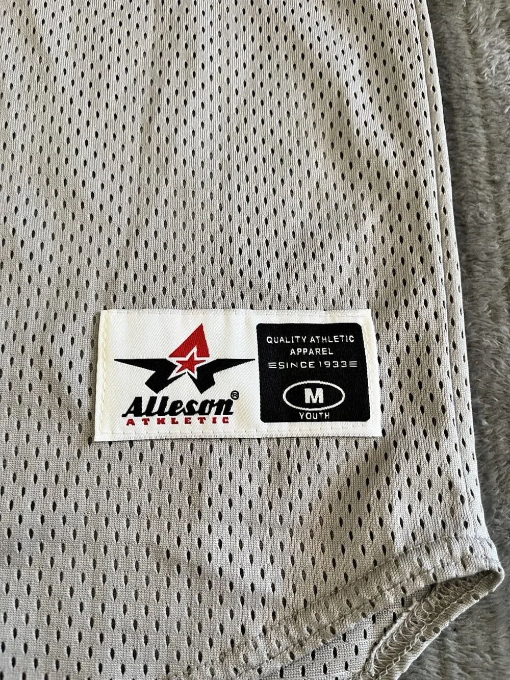 Alleson Athletic Gray Mesh Baseball Shirt Sleeveless Jersey Henley Youth Medium